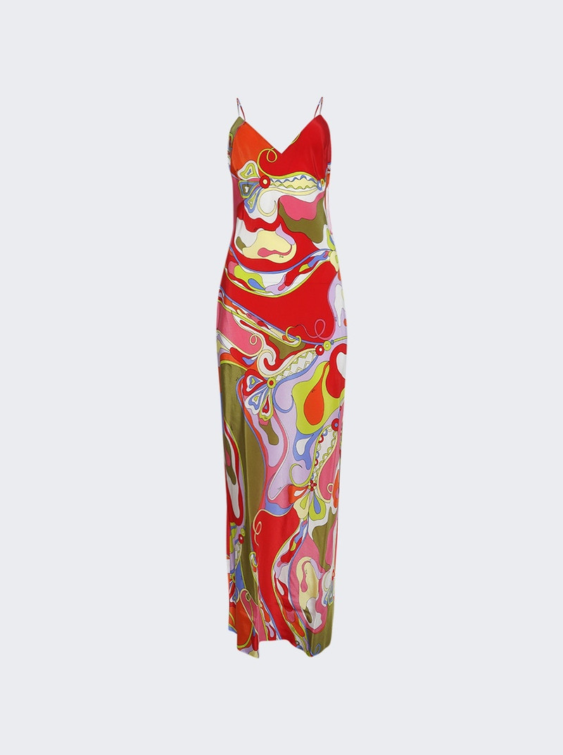 Orchidee-print Crepe De Chine Dress Multicolor 1