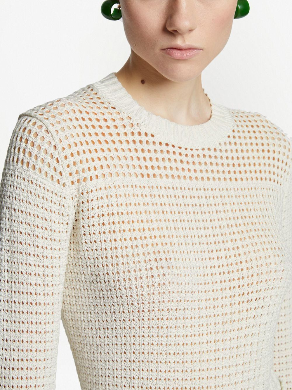 pointelle-knit long-sleeved top - 5