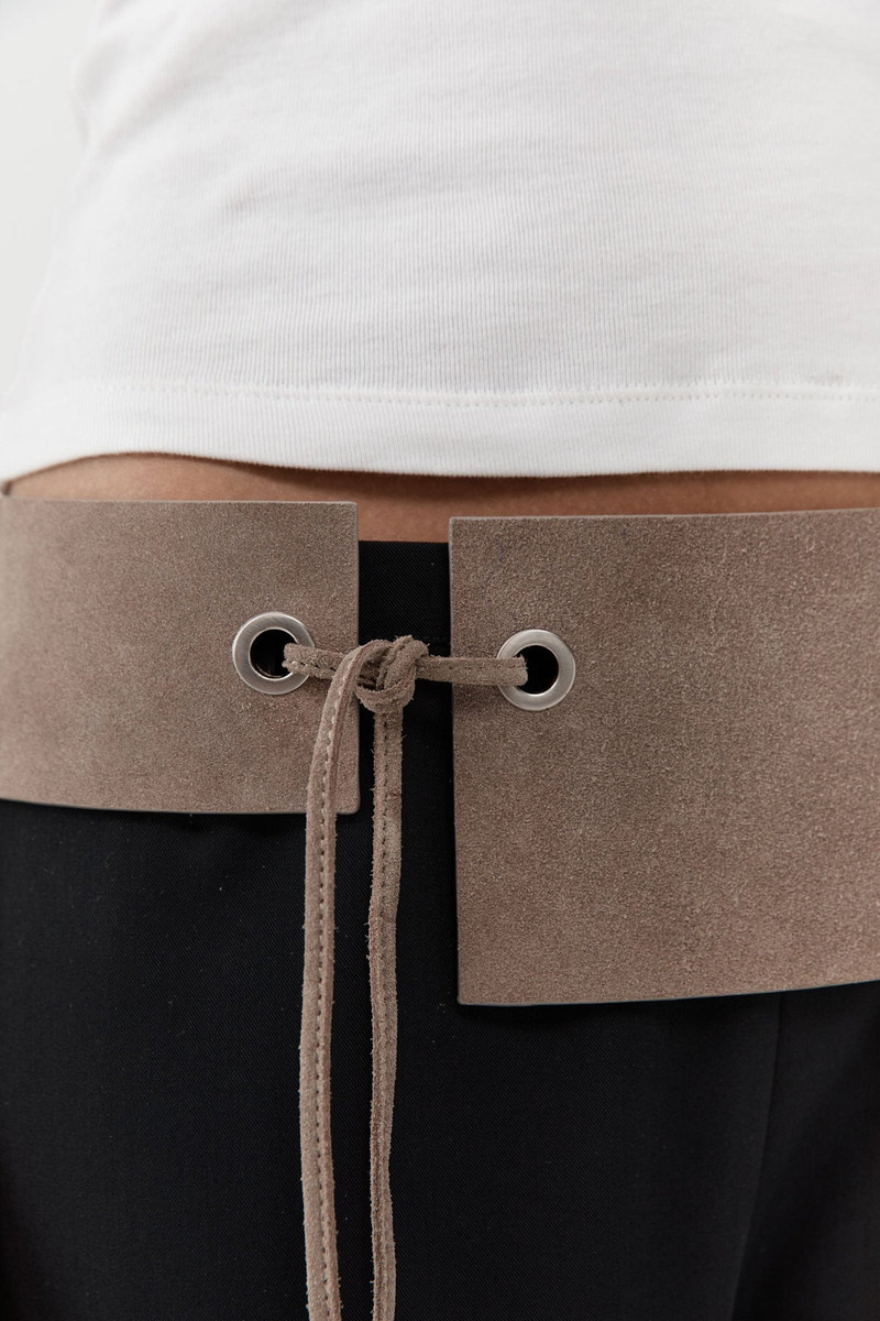 Suede Asymmetric Belt - Almond 3