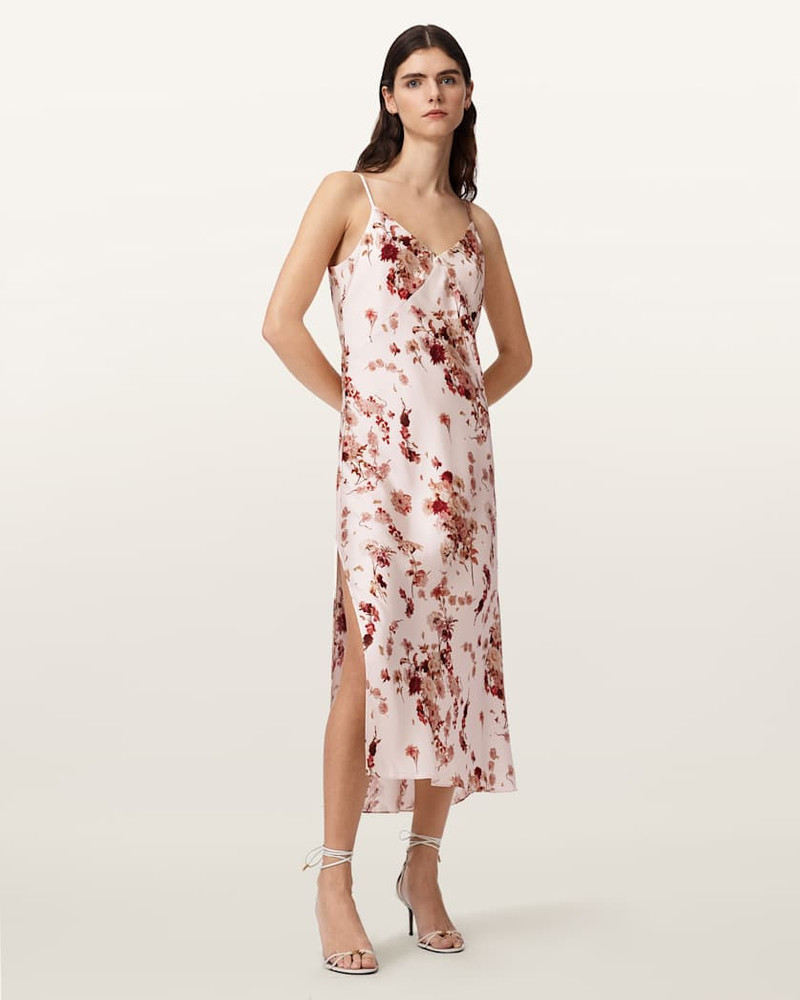 ALLSAINTS MELODY FLORAL SILK BLEND MIDI SLIP DRESS. outlook