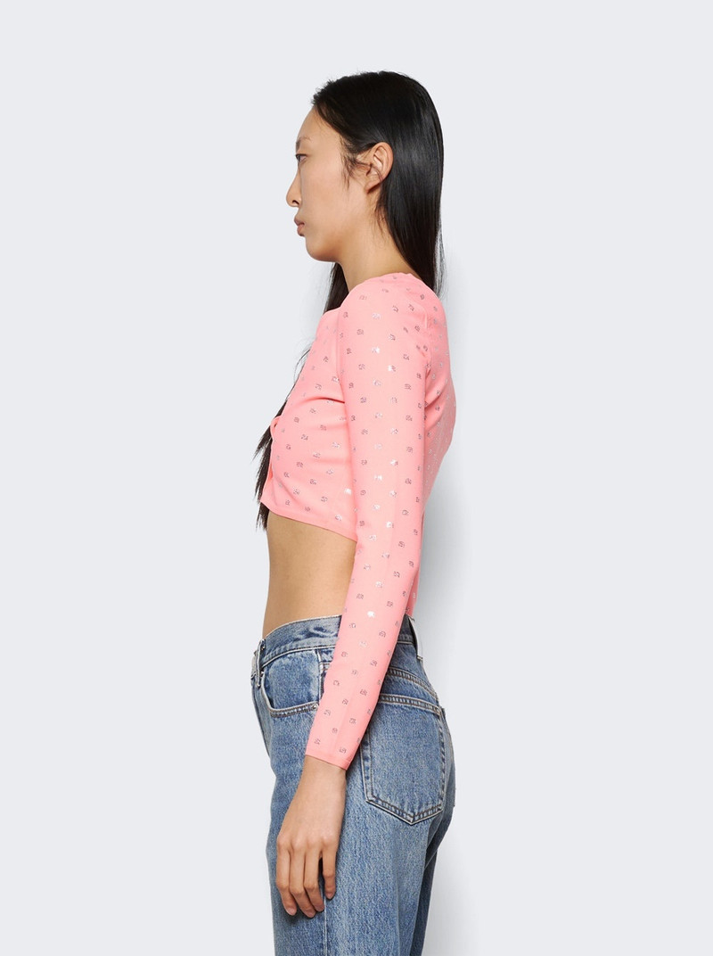 Crystal Logo V-Neck Cropped Cardigan Anime Pink 4