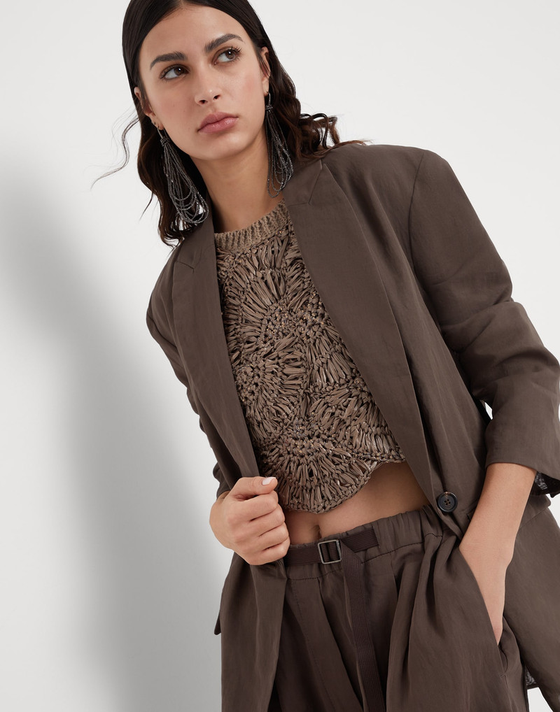Cotton organza blazer with monili 4