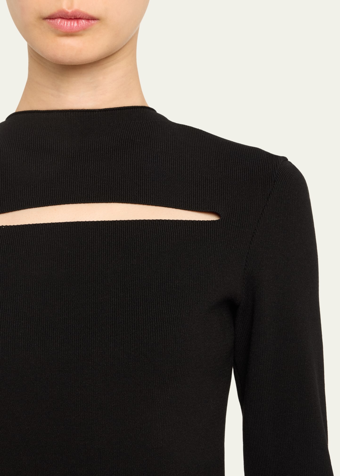 Long-Sleeve Cut-Out Knit Top - 5