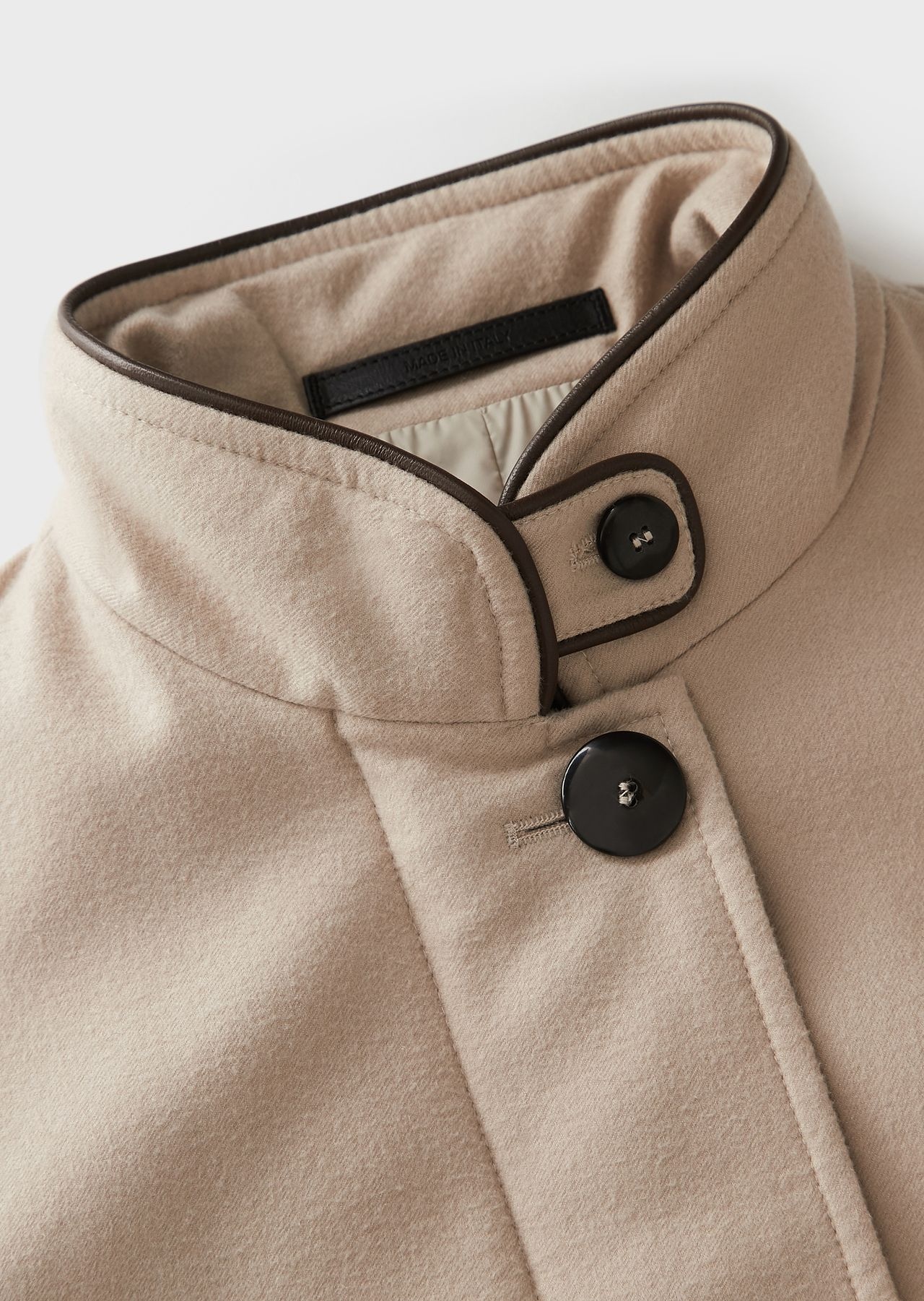 Cashmere coat with leather details - 3