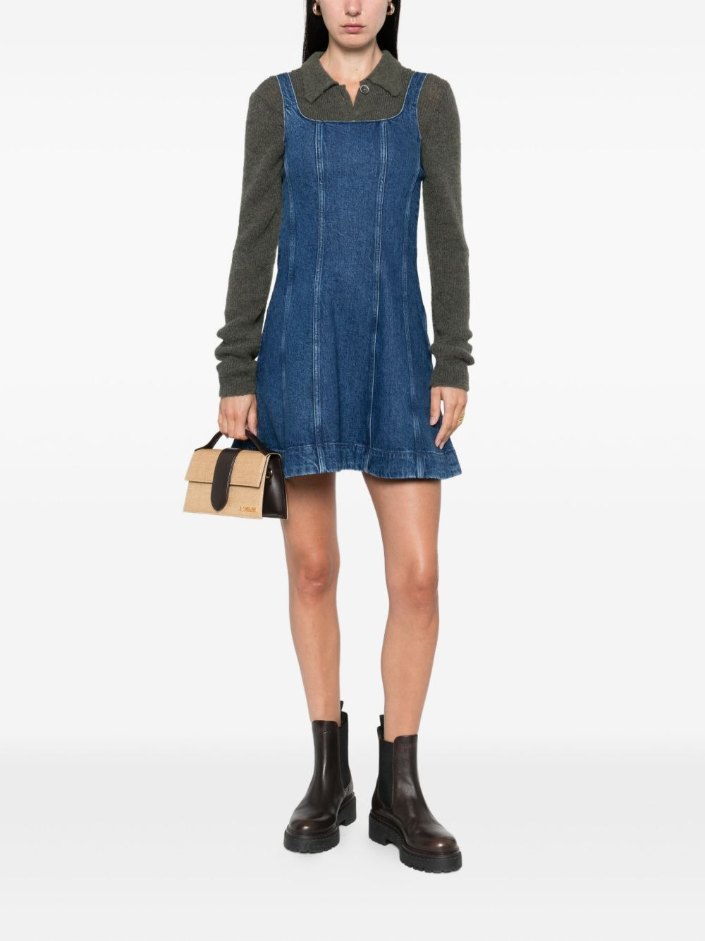 square-neck denim mini dress - 2