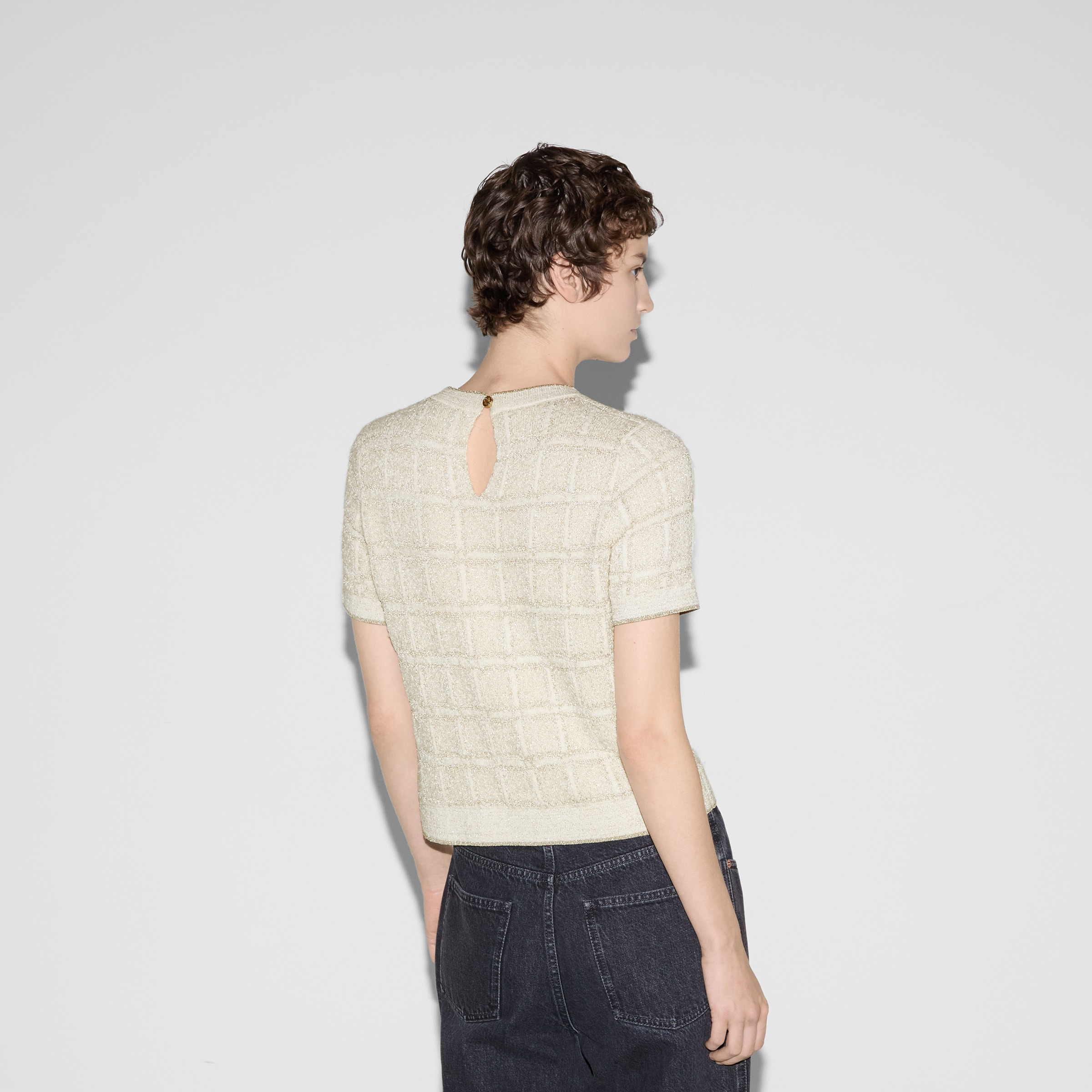 Wool and lamé check jacquard top - 4