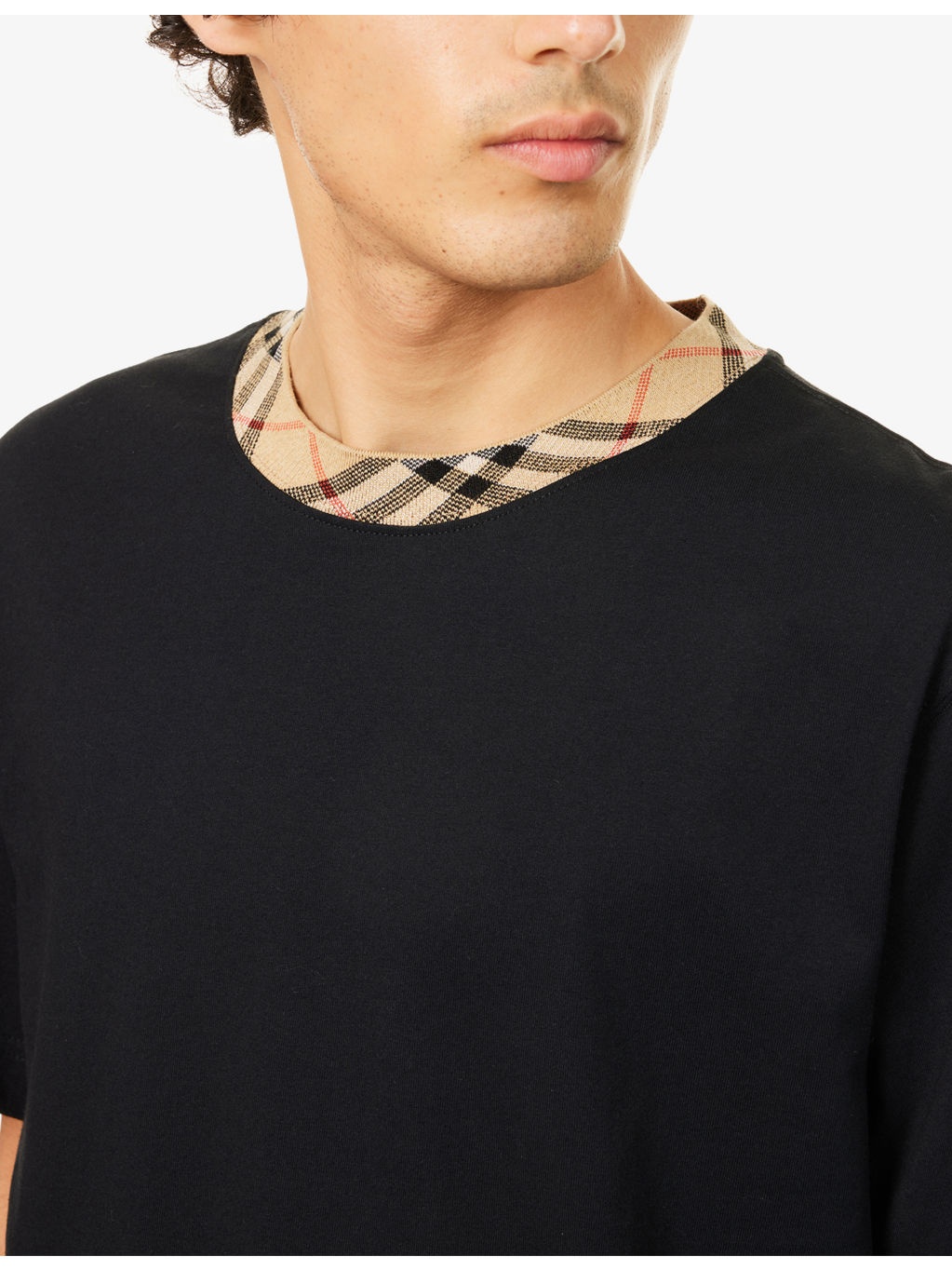 Check-Print Short-Sleeves Cotton-Jersey T-Shirt - 5