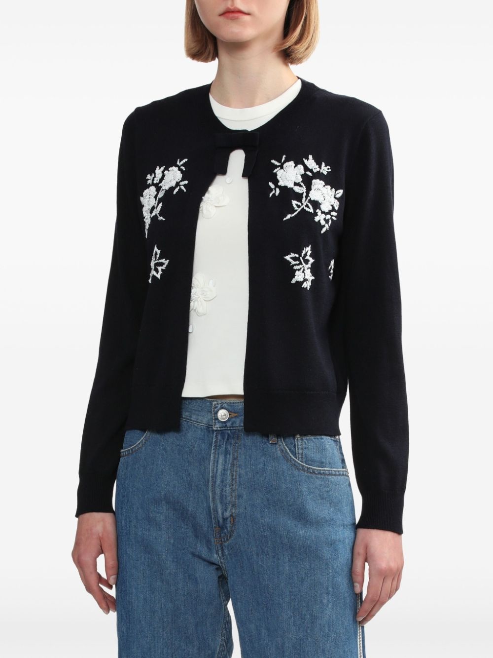 floral-embroidered silk-cashmere cardigan - 3