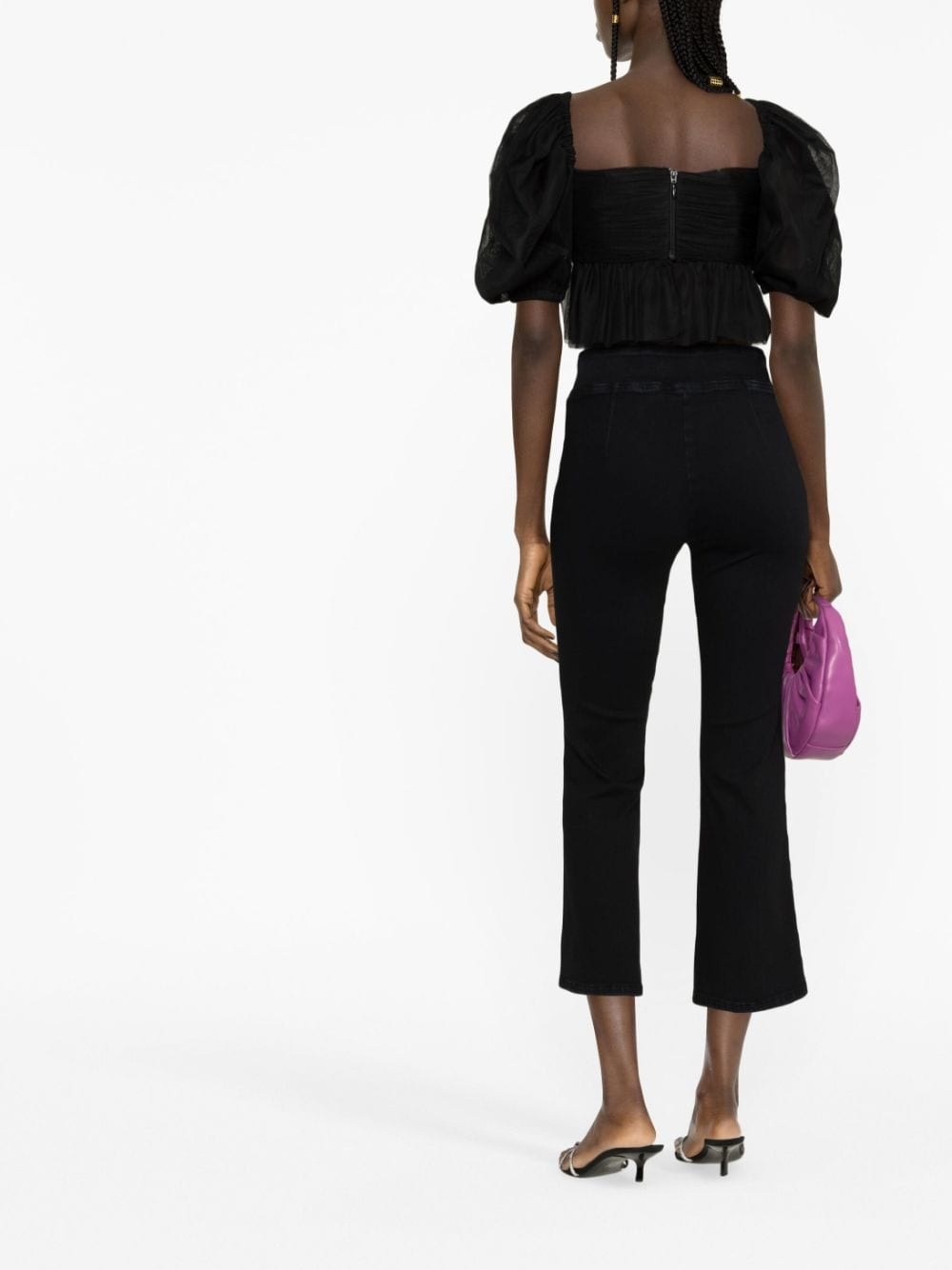 flared denim trousers - 4
