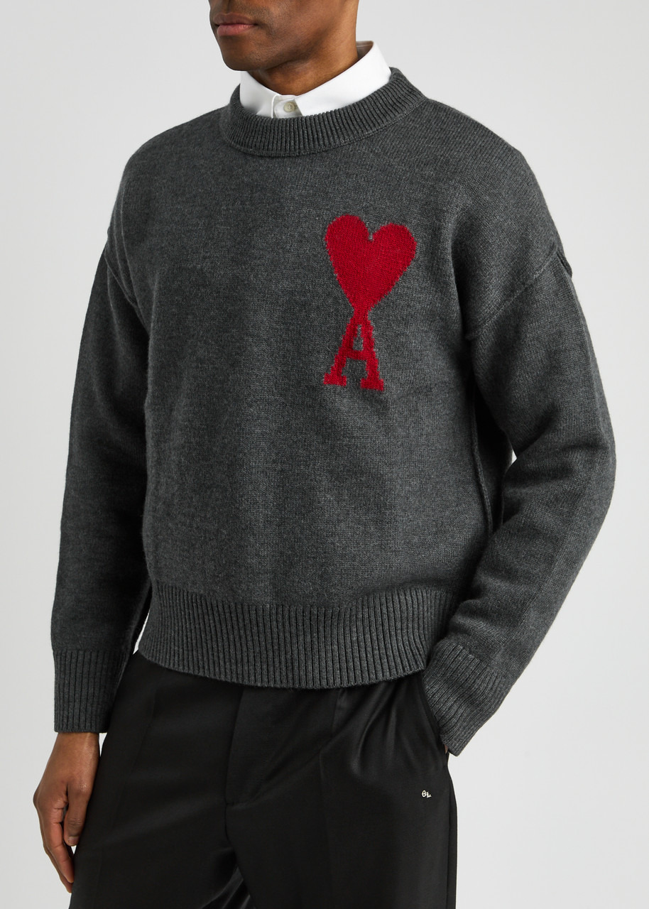 Ami Paris Logo-intarsia Wool Jumper - 5