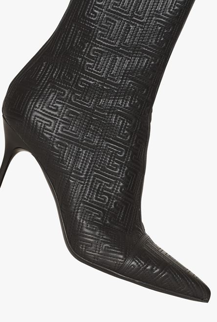 Black quilted leather Skye ankle boots with Balmain monogram - 5