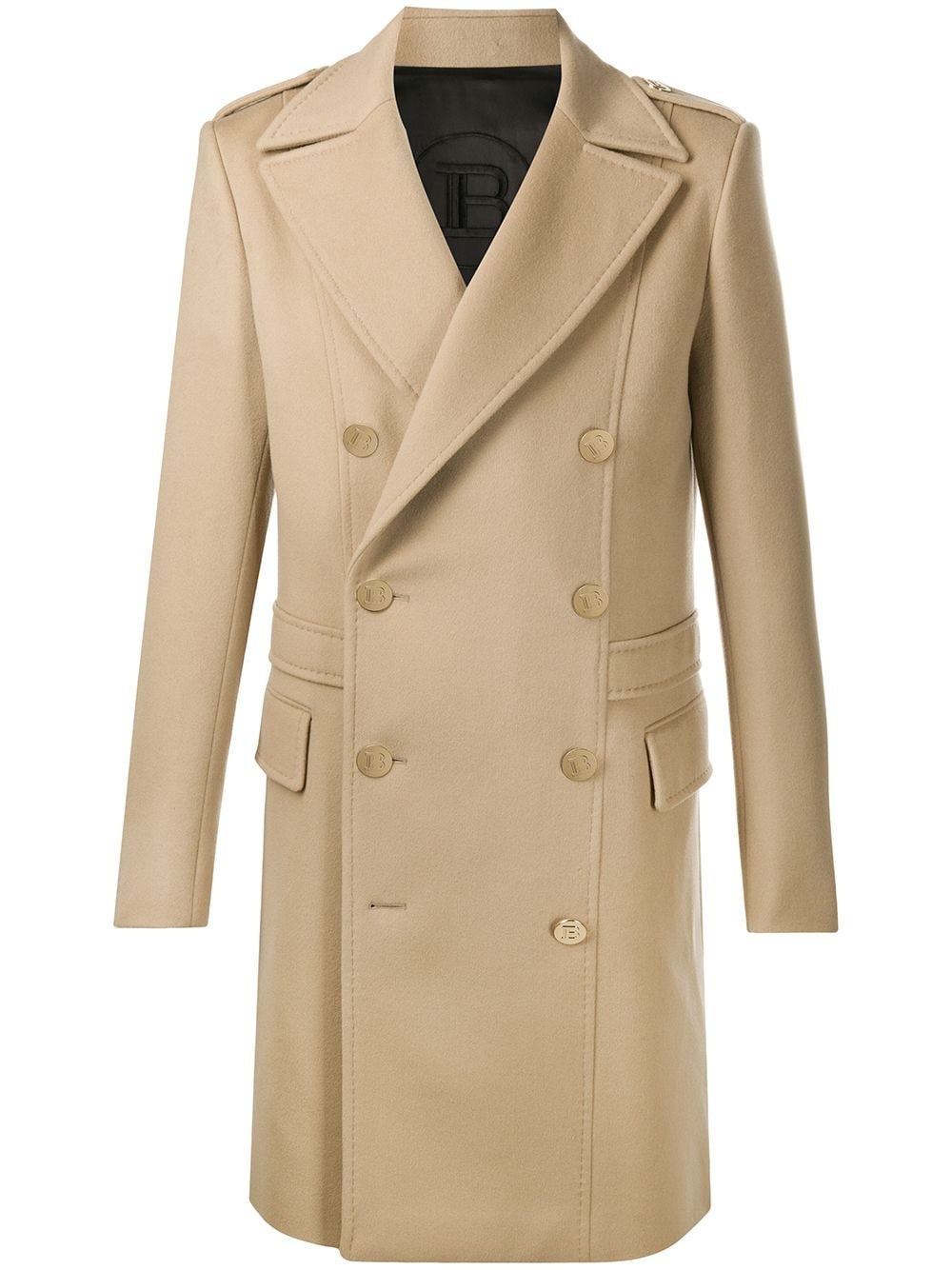 double-breasted wool coat - 1