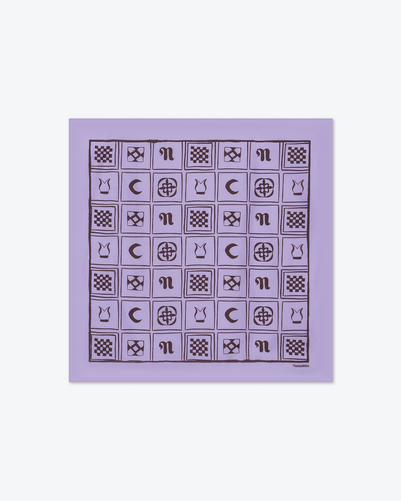 SHOUL - Printed silk scarf - Totem lilac - 1