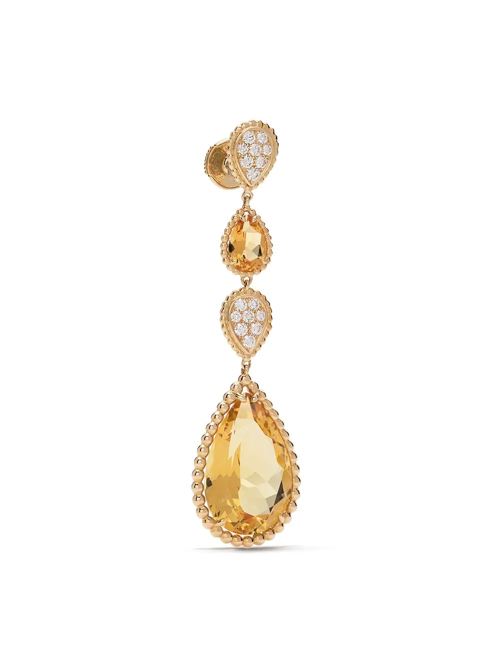 18kt yellow gold Serpent Bohème citrine and diamond S motif pendant earrings - 3