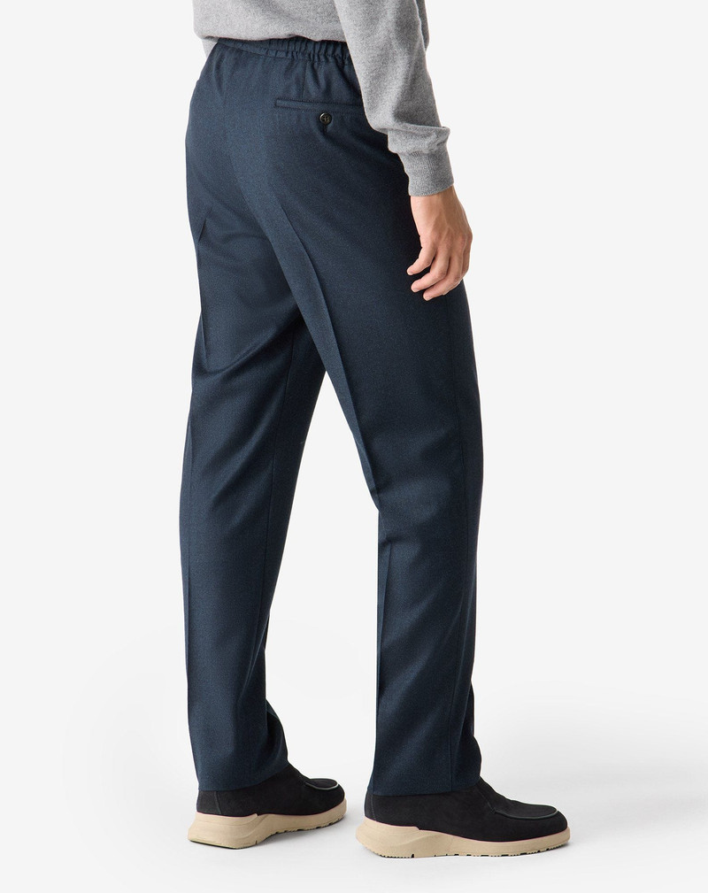 Navy blue stretch wool flannel joggers 4