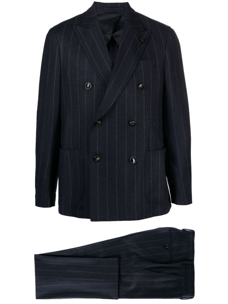 double-breasted pinstripe-pattern suit 1