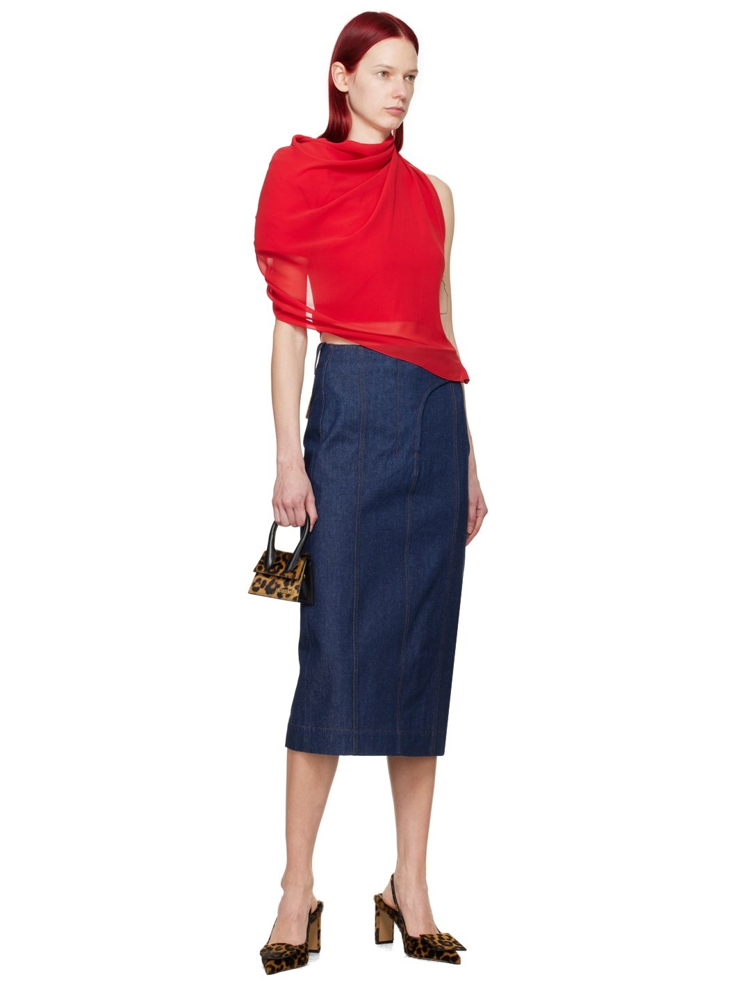 Navy Les Sculptures 'La jupe de-Nîmes Obra' Denim Midi Skirt - 4