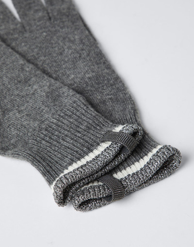 Brunello Cucinelli Cashmere knit gloves with sparkling trim and monili outlook