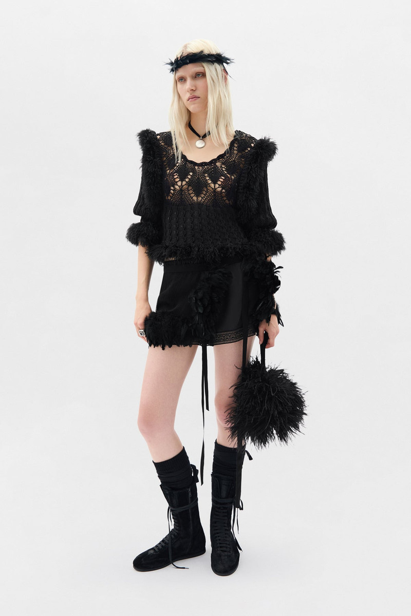 Avar Fluid Apron With Feathers 4