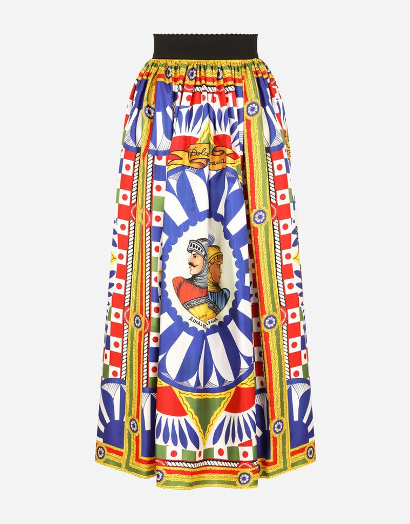 Carretto-print twill calf-length skirt 3