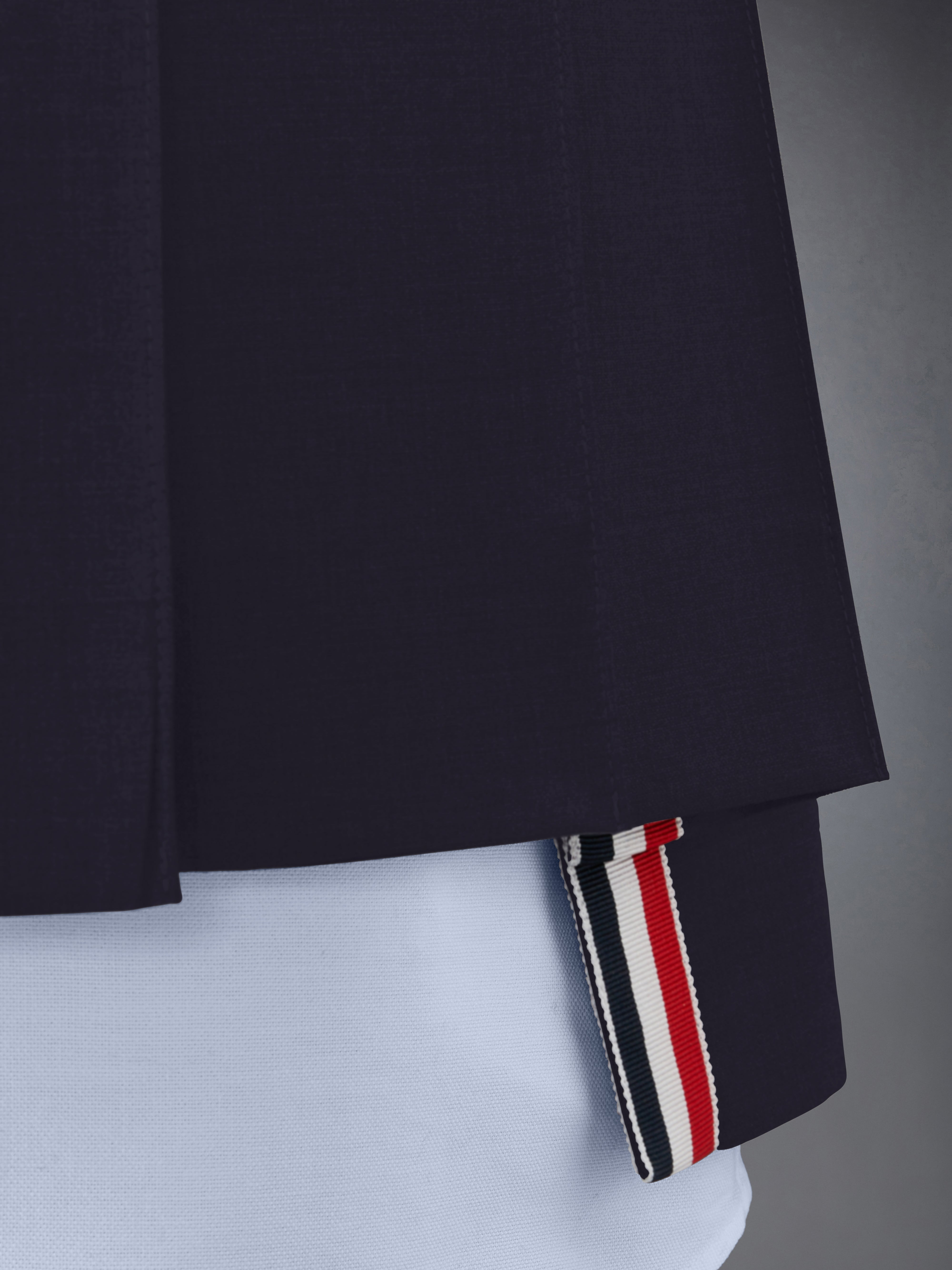 Navy Plain Weave Mini Pleated 4-Bar Skirt - 5
