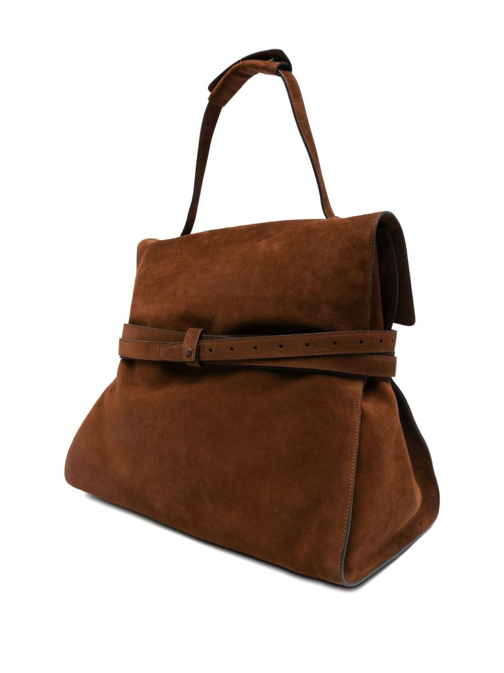 medium belted suede tote bag - 3