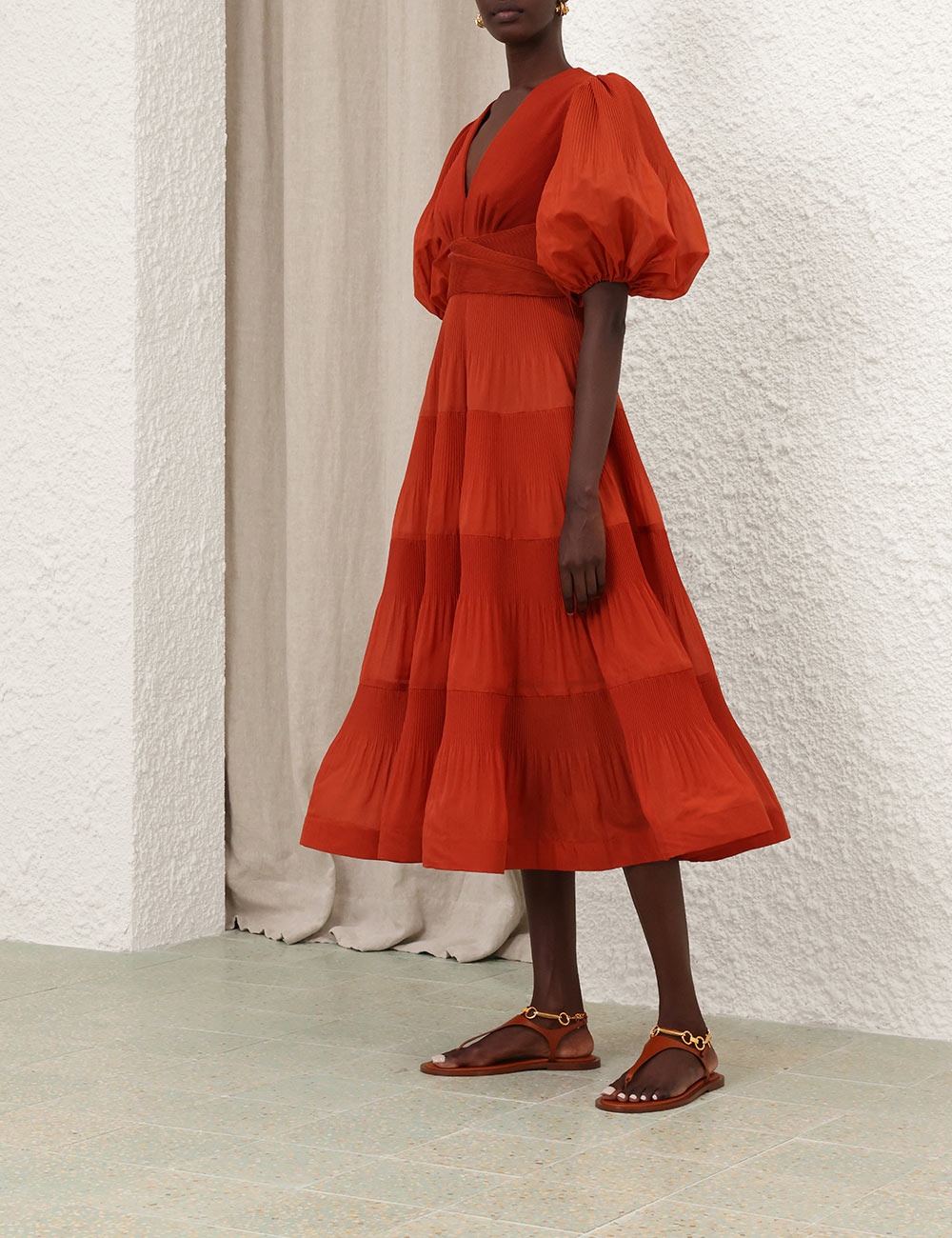 【Zimmermann】PLEATED MIDI 今季新柄 大人気 プリーツミディ ZIMMERMANN Pleated jacquard midi dress | THE OUTNET