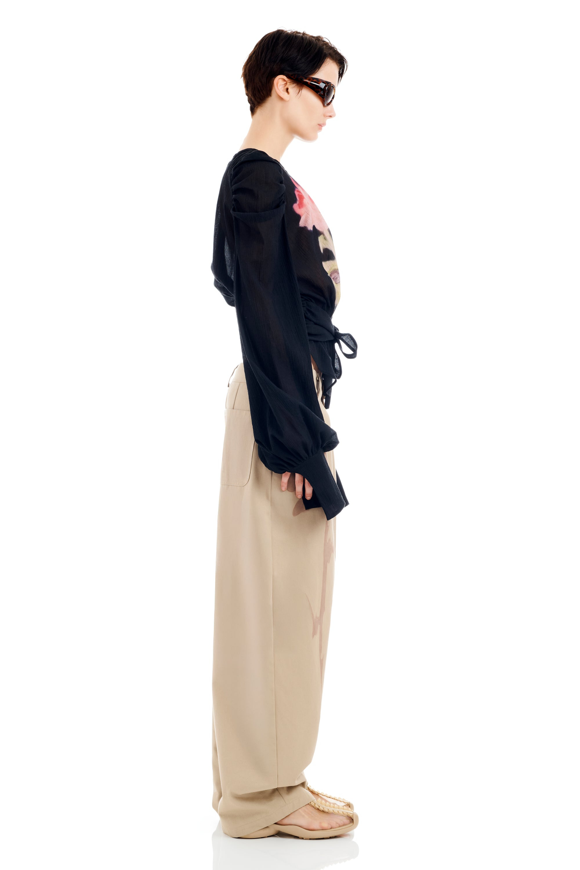 BLACK FLOWER DRIP IRIS TOP - 3