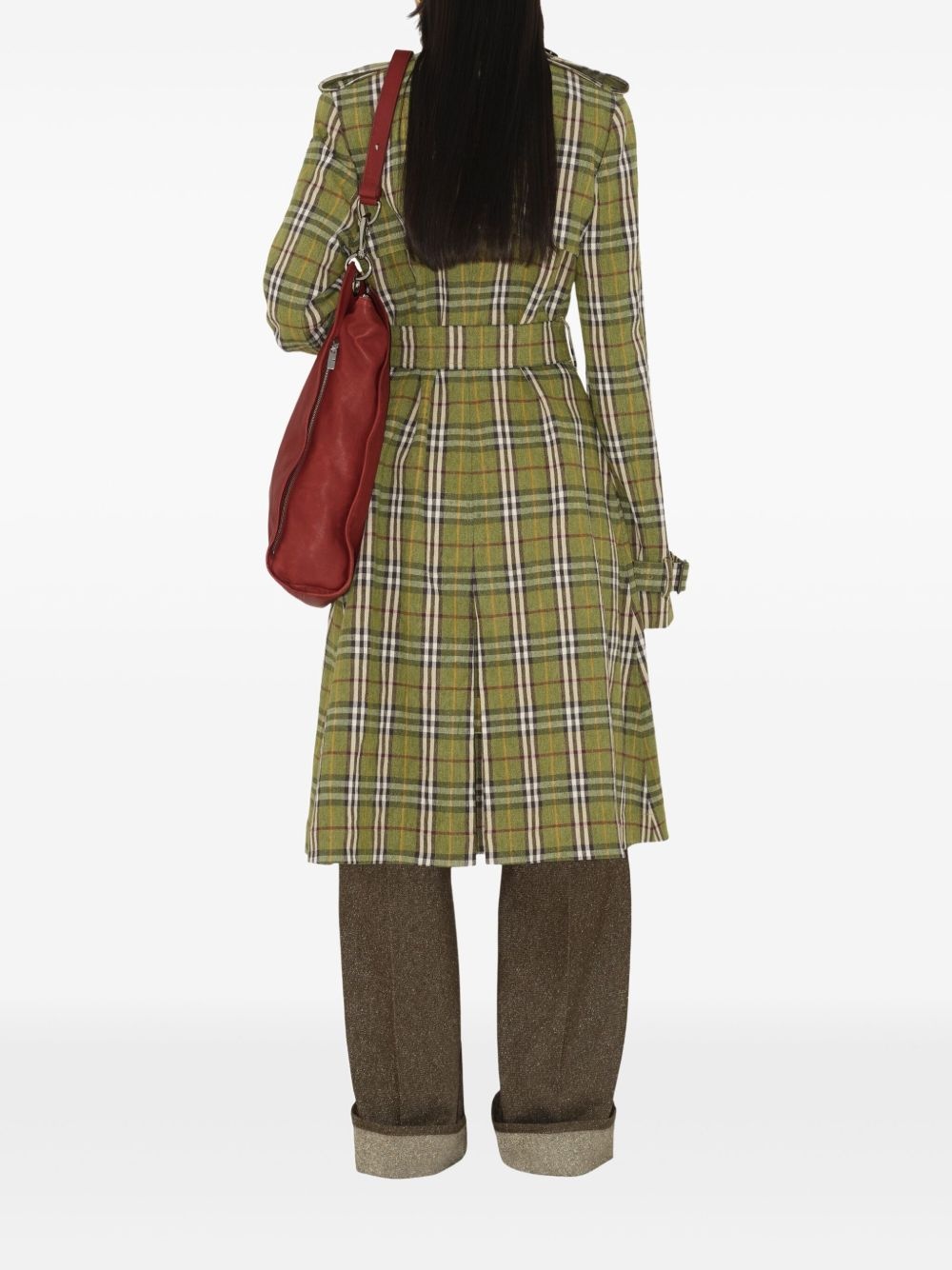 long checked trench coat - 3