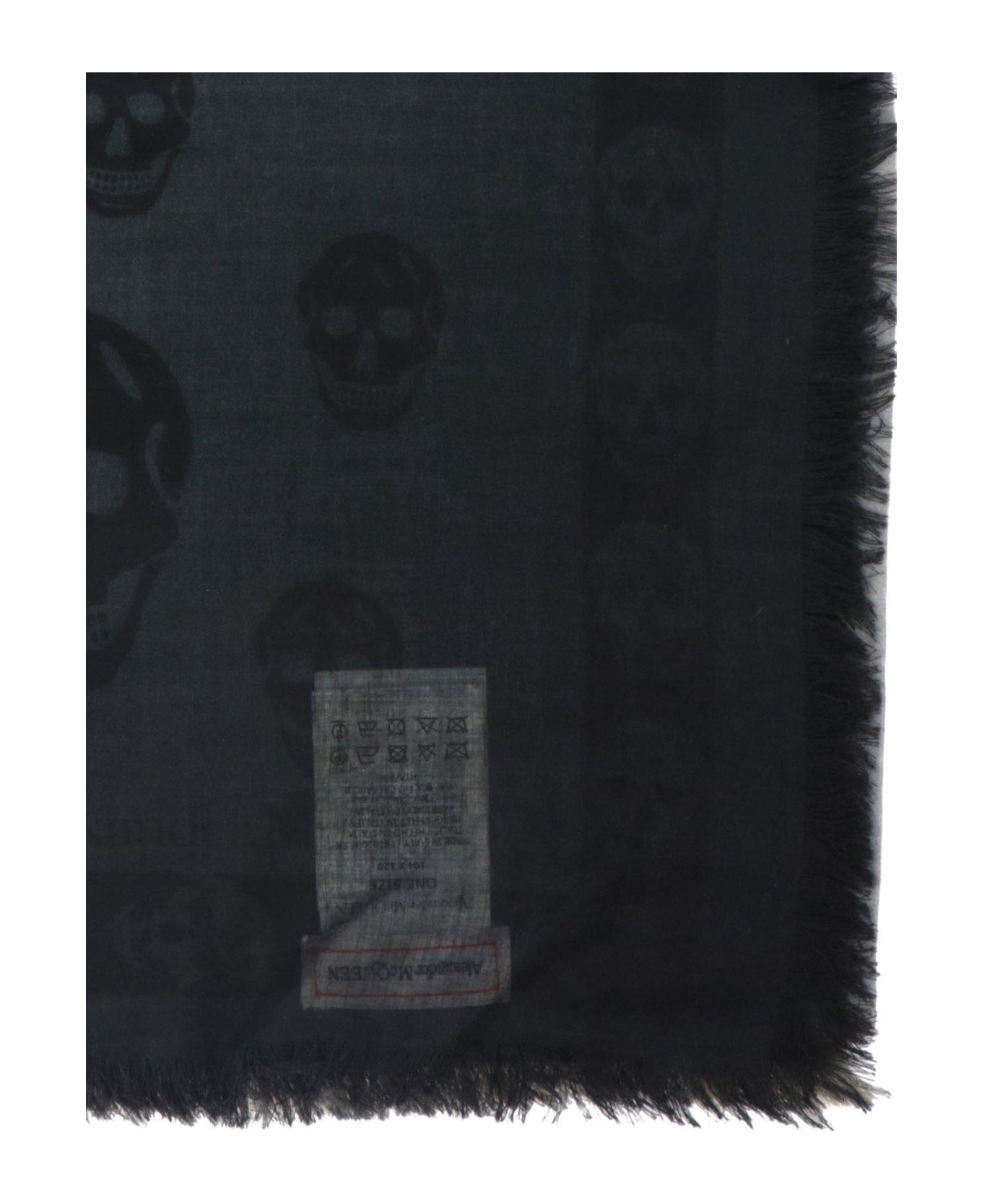 Skull Printed Frayed Edge Scarf - 3