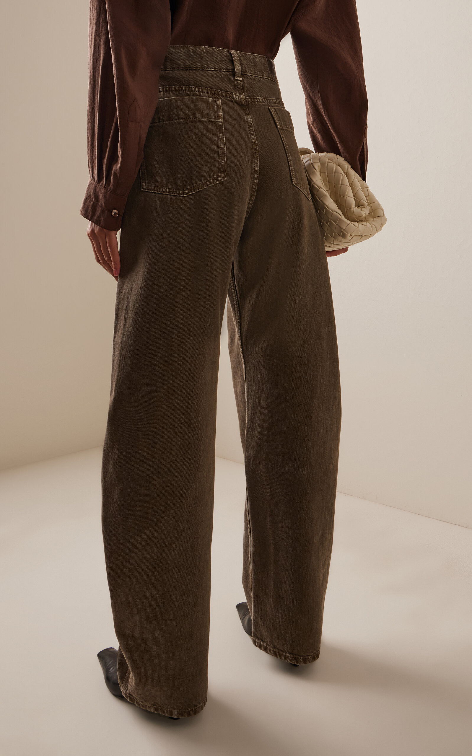 High-Rise Cotton Curved Pants green - 4