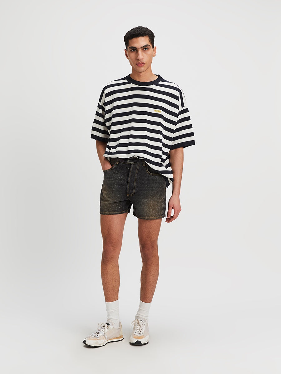 Magliano | Venezia Knitted Tee White And Navy - 2