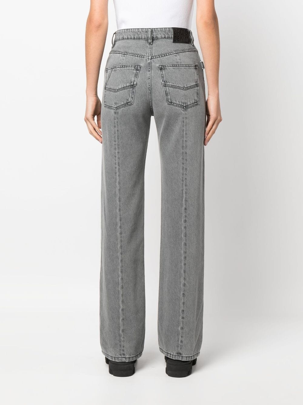 distressed straight-leg jeans - 4
