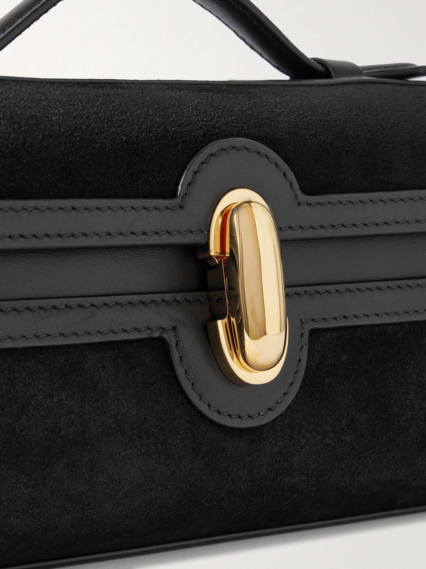 Slim Symmetry Pochette leather-trimmed suede tote Black - 4