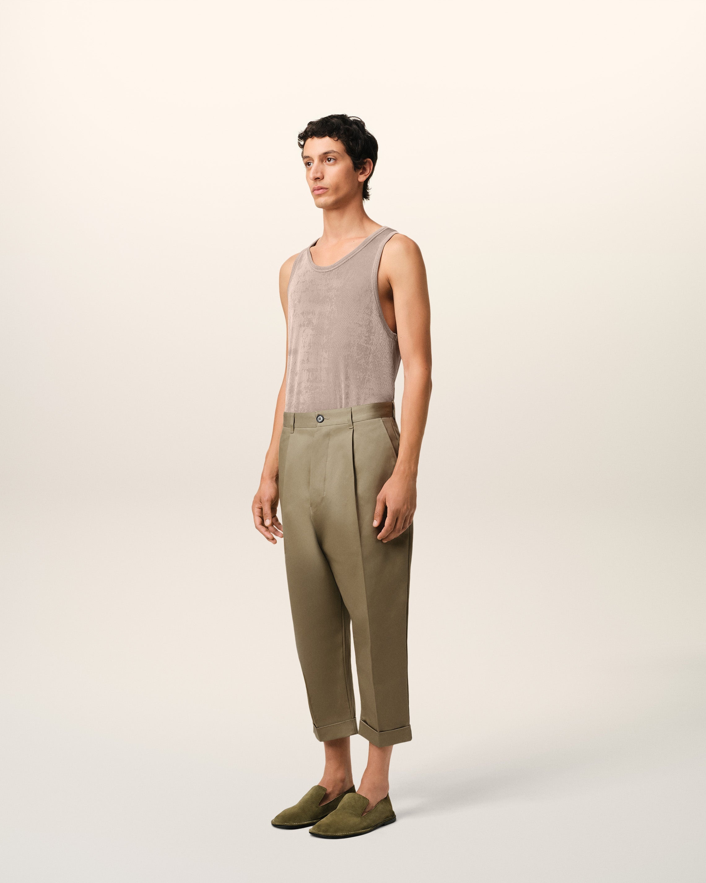GREEN COTTON CARROT OVERSIZED TROUSERS - 6