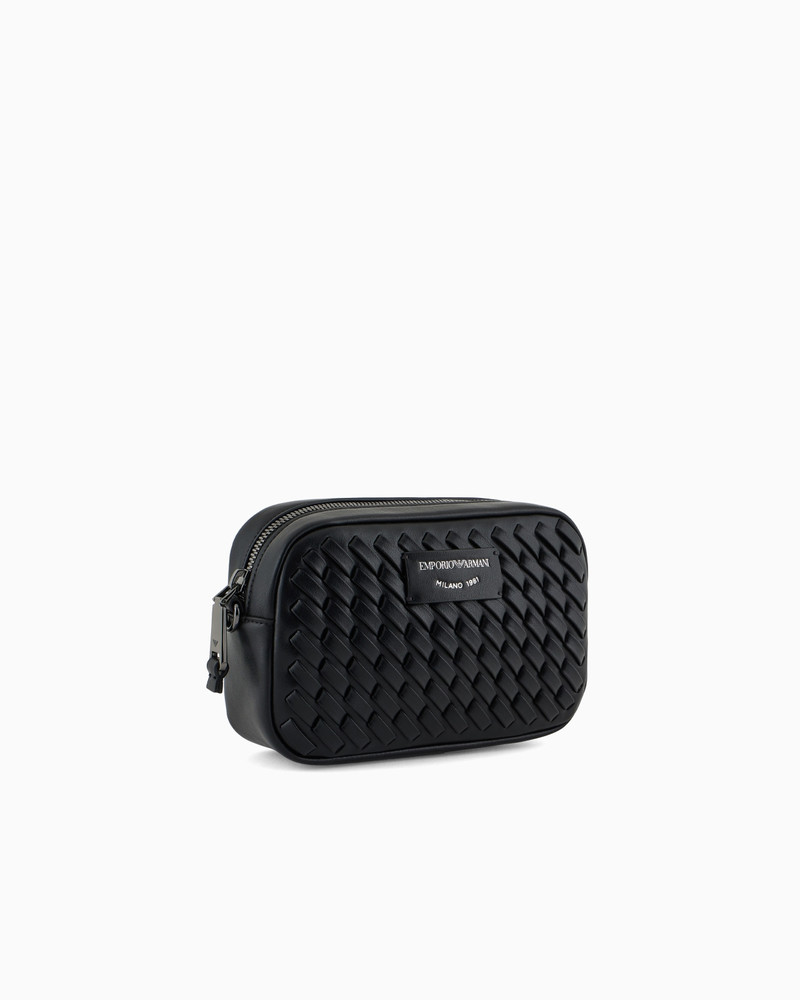 EMPORIO ARMANI INTERWOVEN LEATHER CAMERA CASE WITH CHAIN SHOULDER STRAP outlook