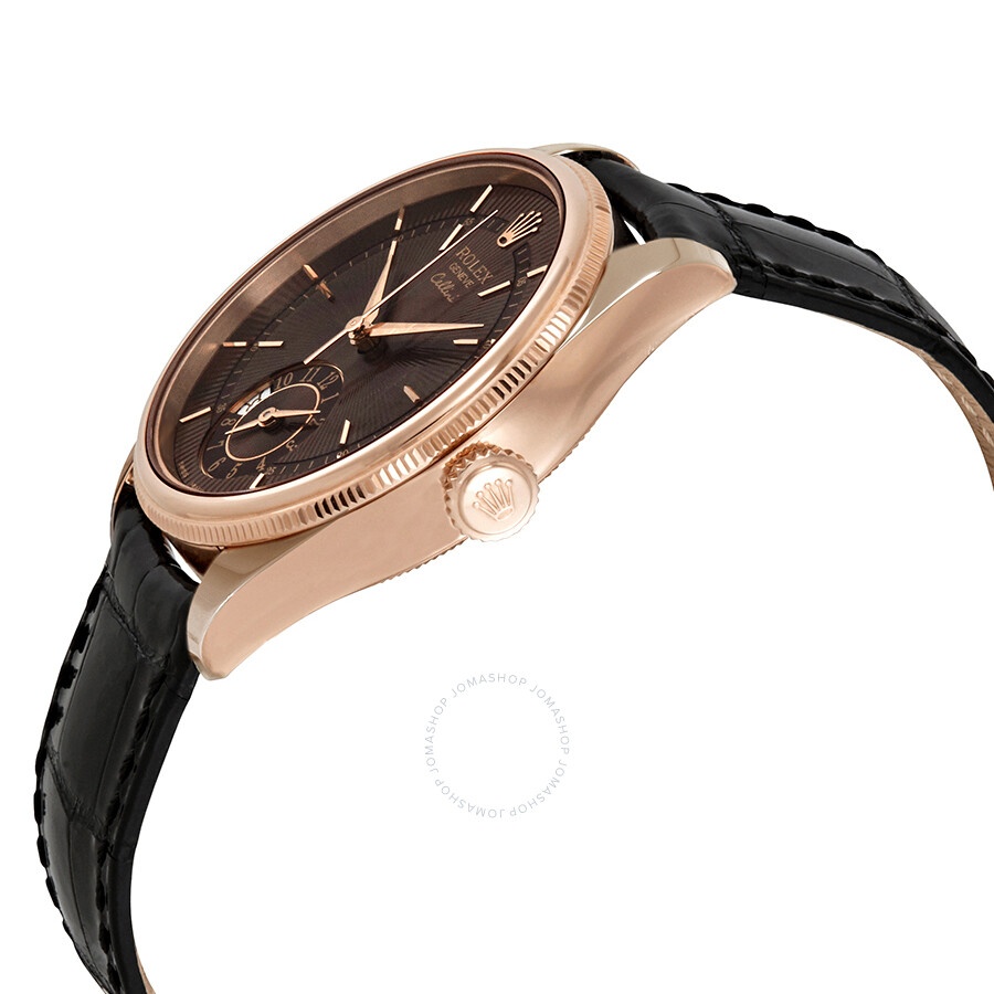 Rolex Cellini Dual Time Automatic Brown Dial Men's Leather Watch 50525BRSBKL - 2