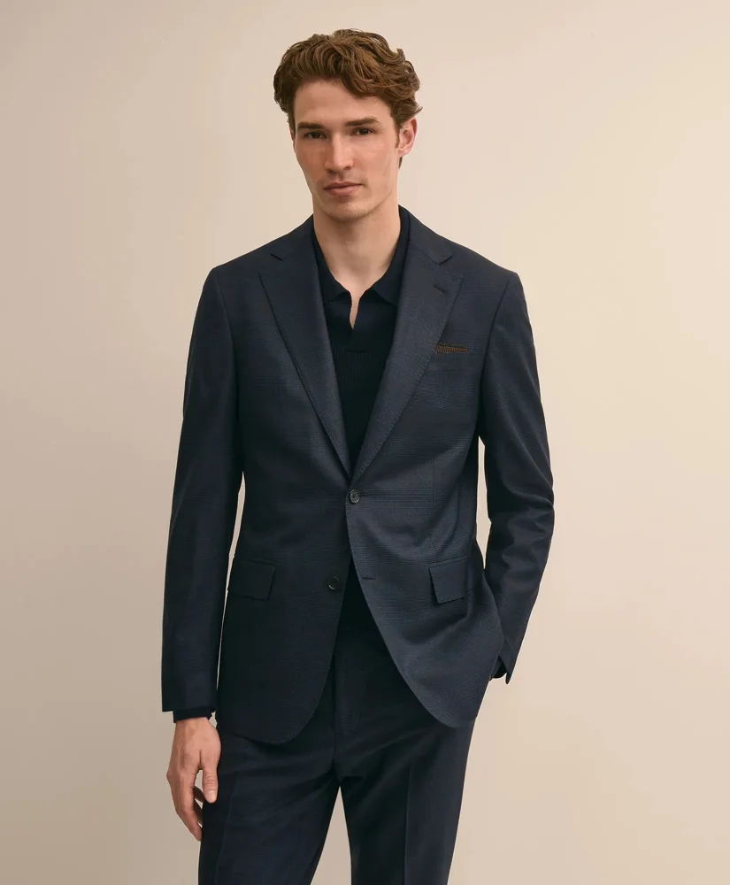 Brooks Brothers Explorer Collection Slim-Fit Overcheck Wool Suit Jacket - 1
