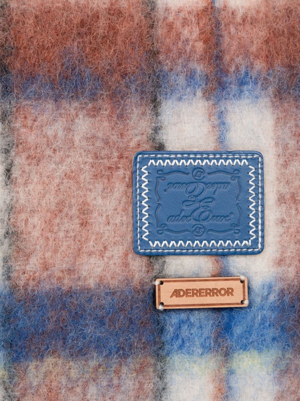 plaid logo-patch scarf - 2