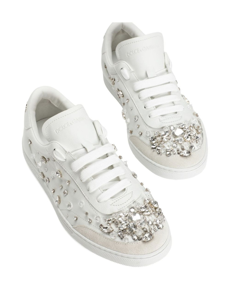 crystal-embellished leather sneakers 4