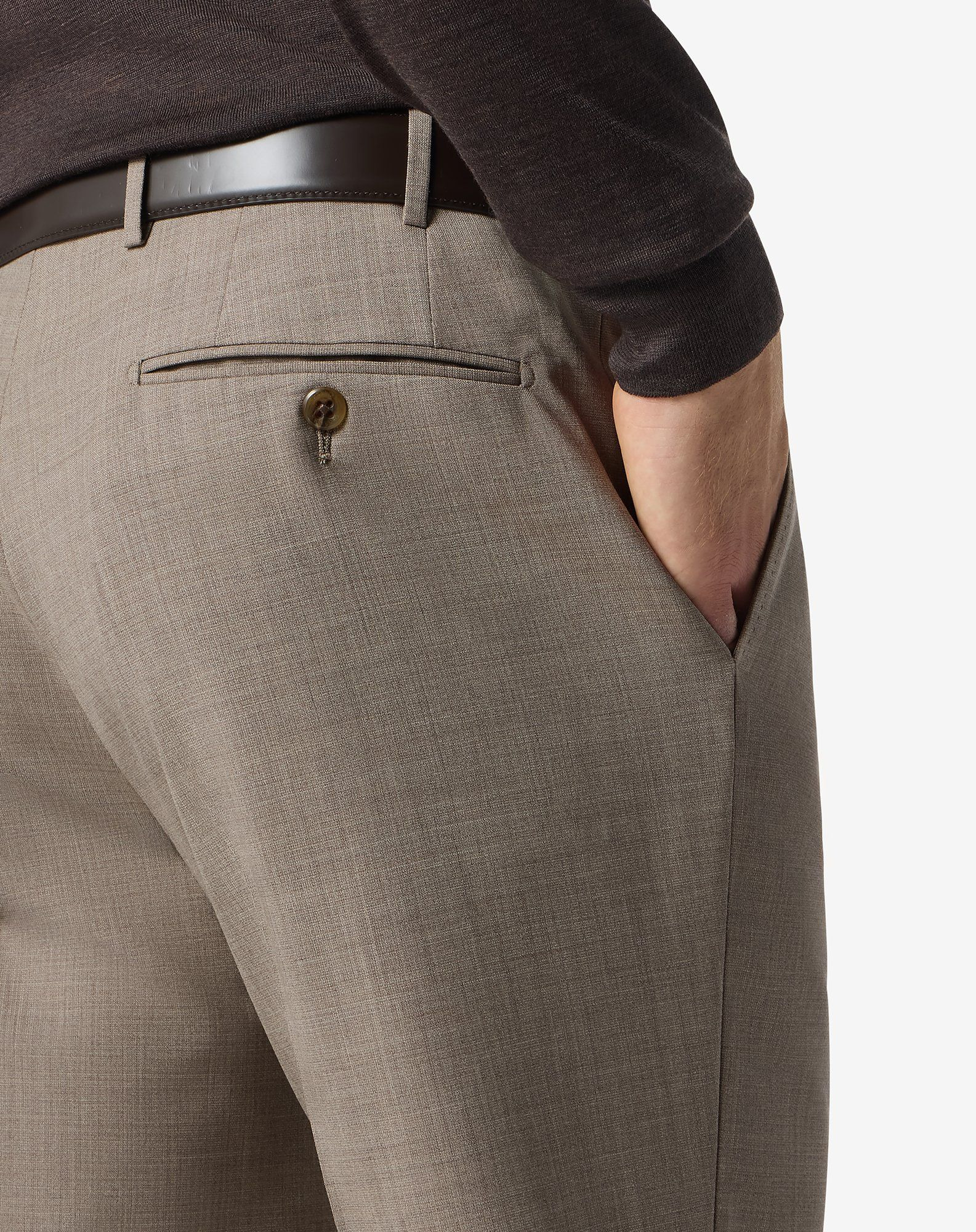 Beige stretch wool bengaline trousers - 5
