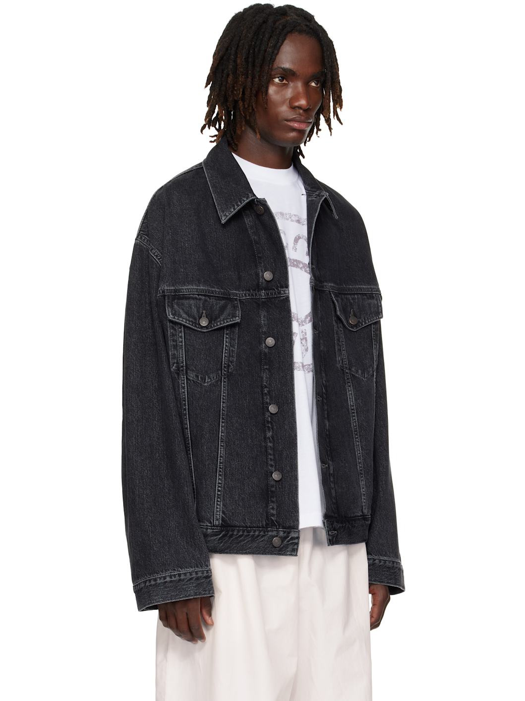 Black Relaxed-Fit Denim Jacket - 2