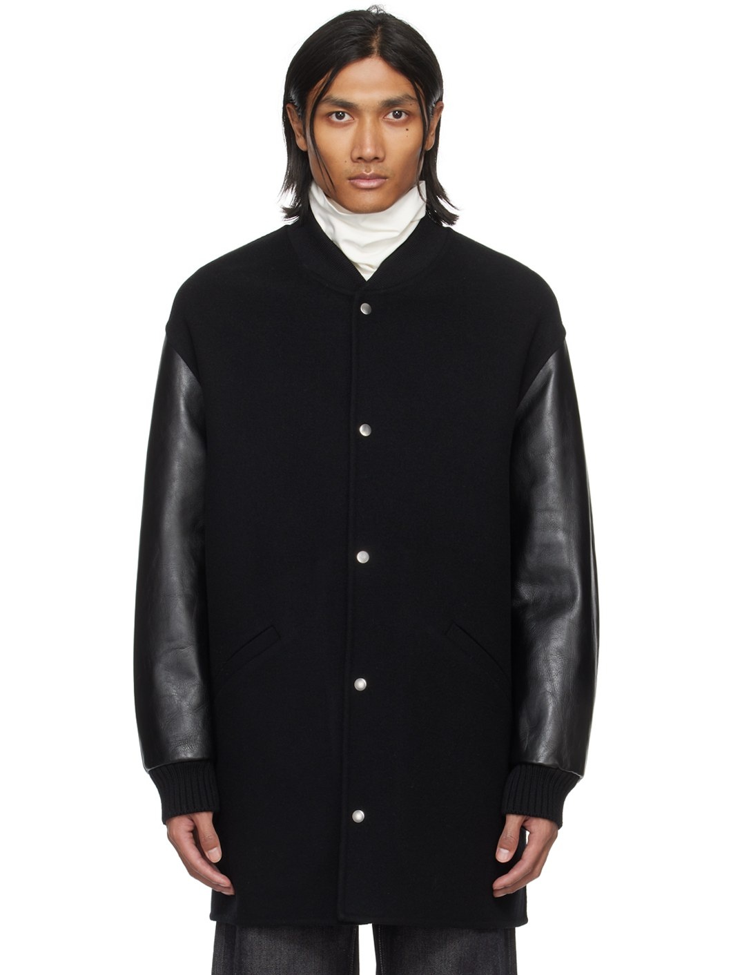 Black Paneled Coat - 1