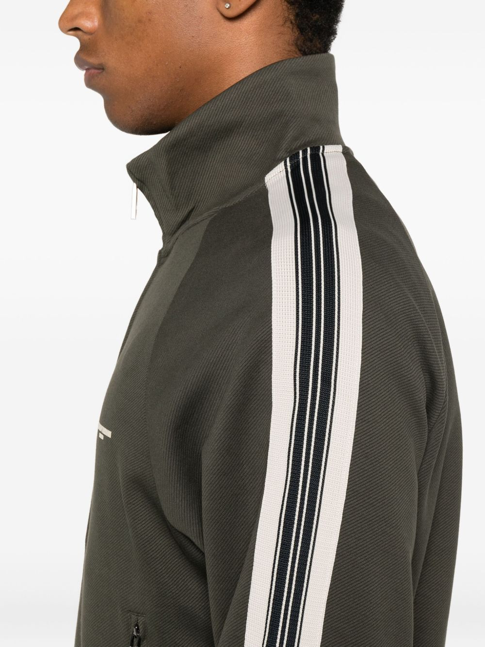 stripe-detail zip-up sweater - 5