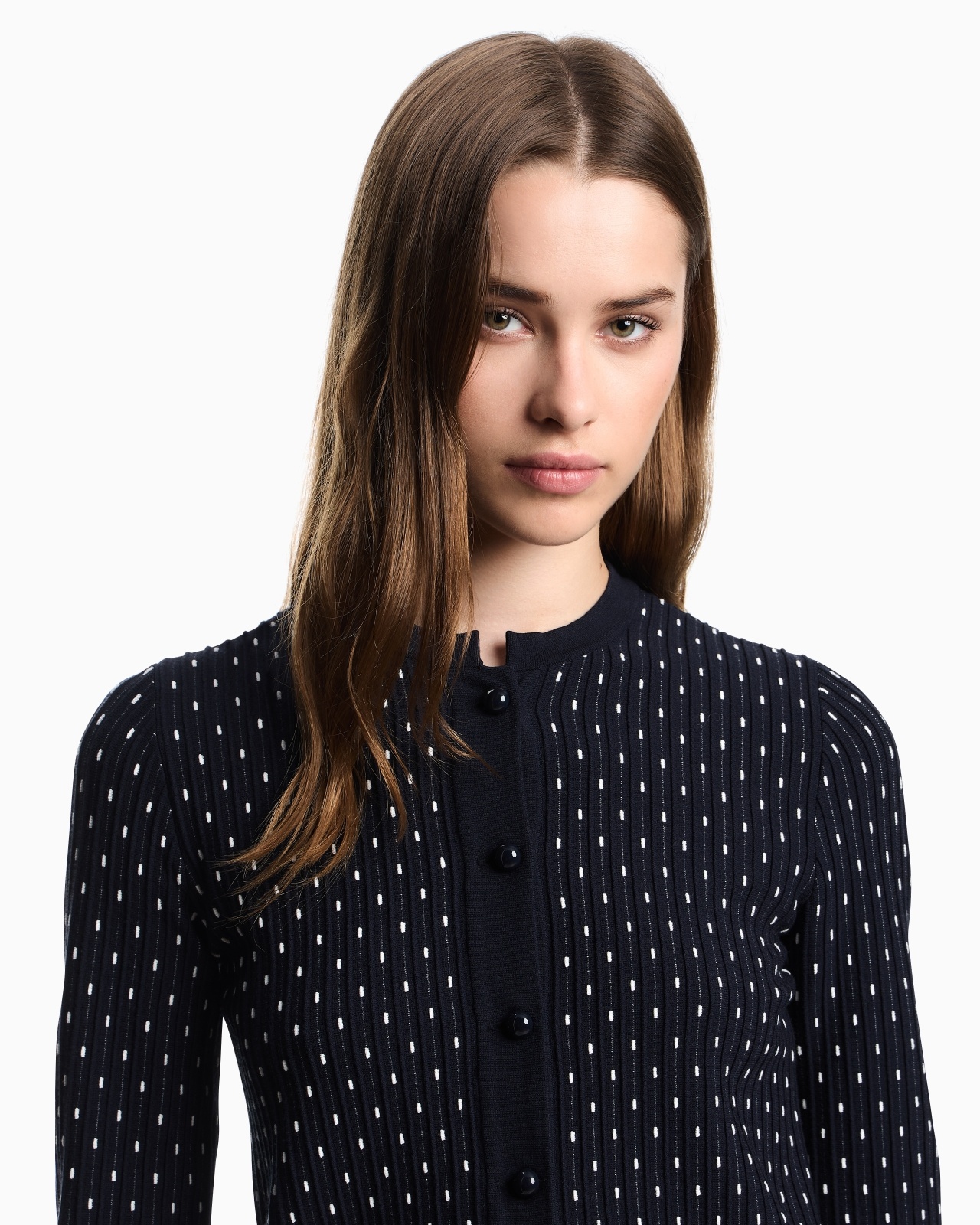 POLKA-DOT VISCOSE-JACQUARD PLAIN-KNIT CARDIGAN - 5