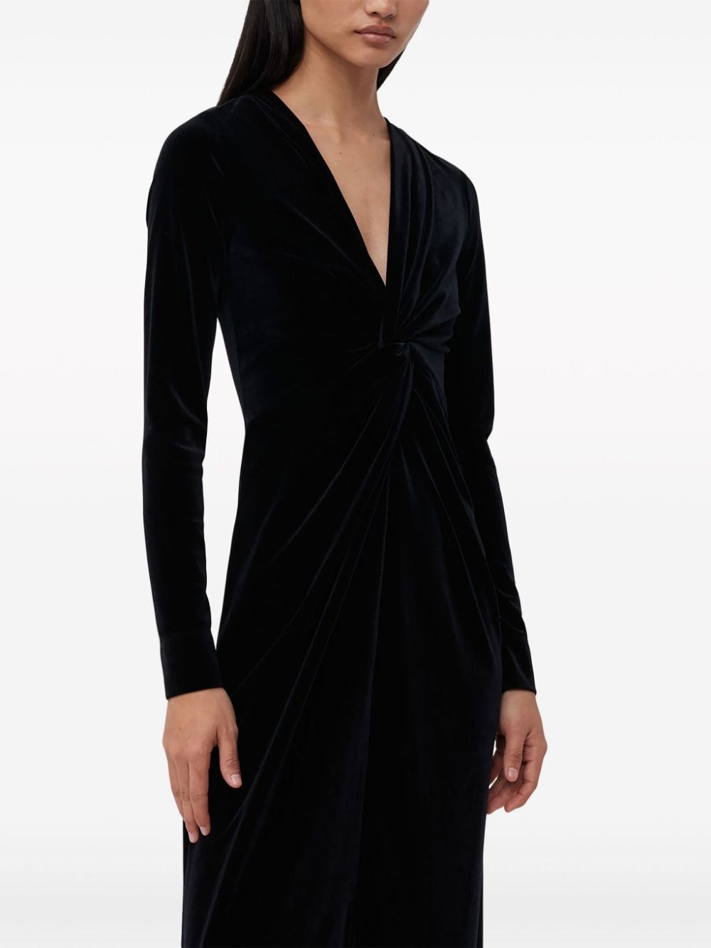 ruched velvet maxi dress - 5