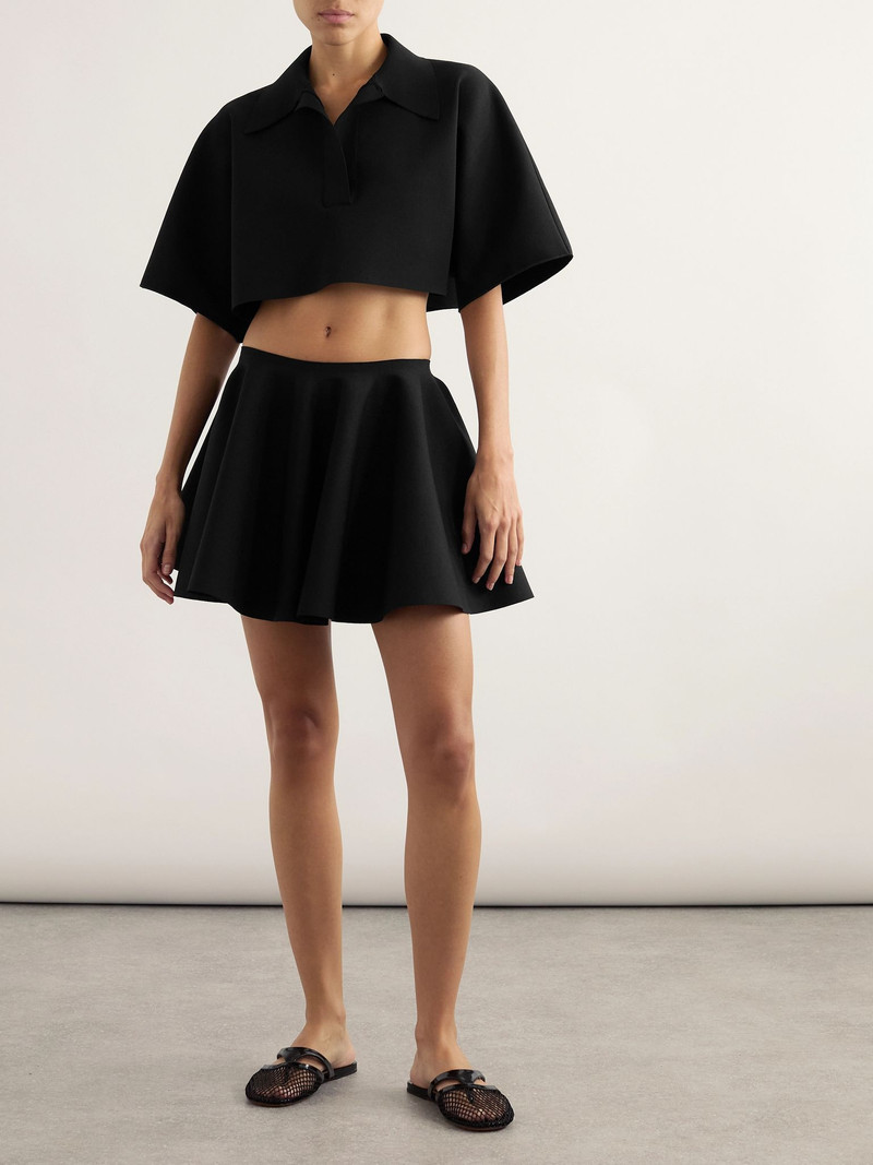 Alaïa Oversized cropped knitted polo shirt Black outlook