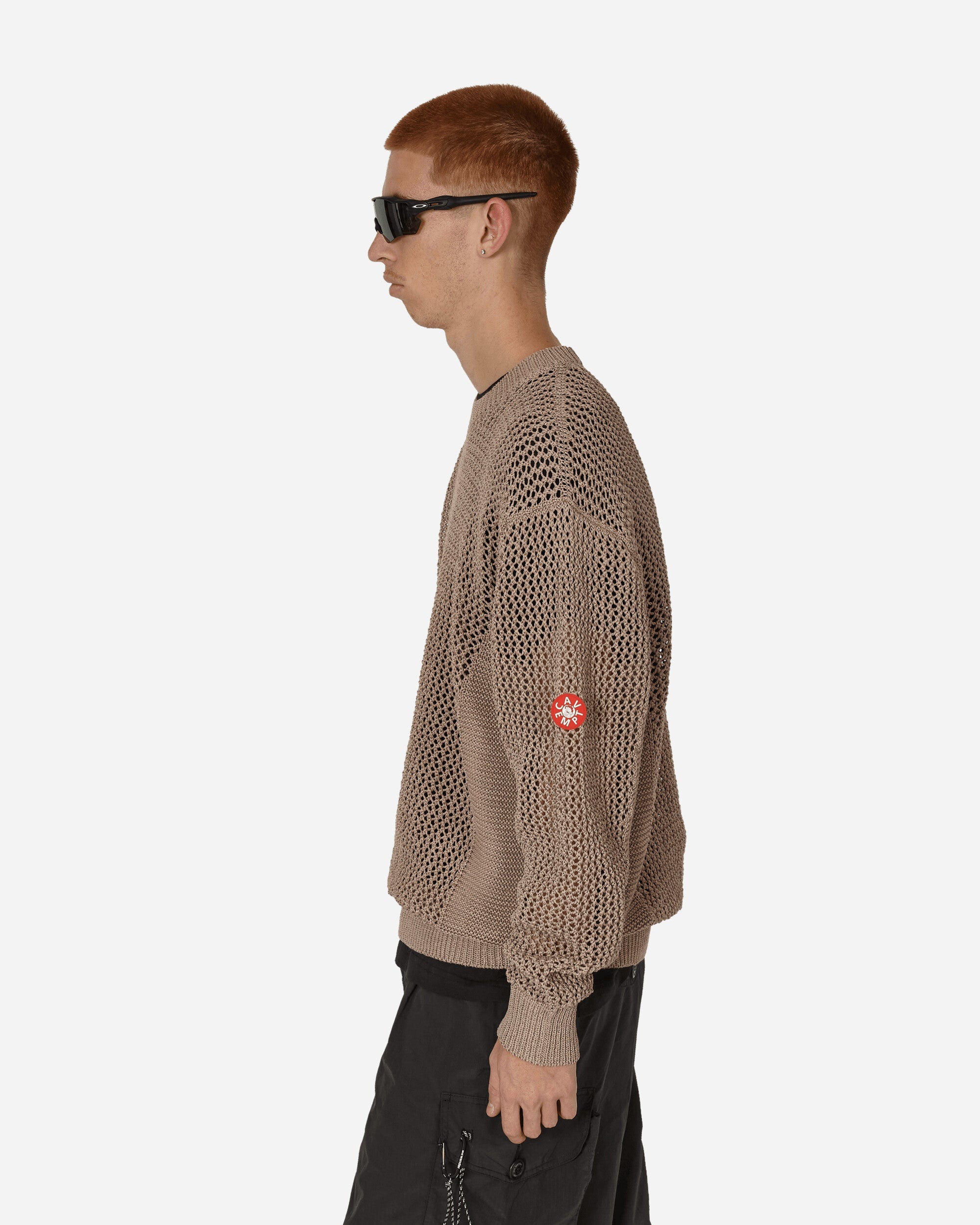 Cav Empt Side Rib Loose Net Knit Sweater Beige | slamjam Cav Empt Side Rib Loose Net Knit Sweater Beige | slamjam