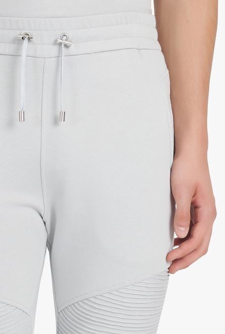 Light gray eco-designed sweatpants with black Balmain logo print - 6