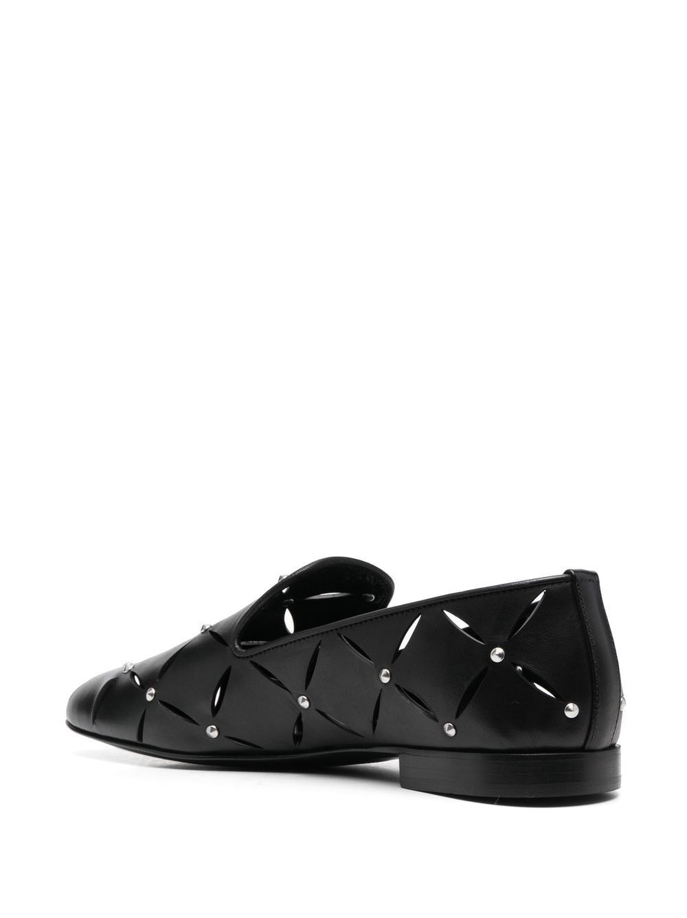 cut-out leather loafers - 3